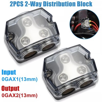 2-Wegverteilungsblock 0 Gauge In & Out Car Audio Amp Power Ground Distributor 