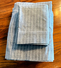 EUC Nautica Home Twin Sheet Set-Flat Fitted, 1 Pillow Case, Gray/White Stripes