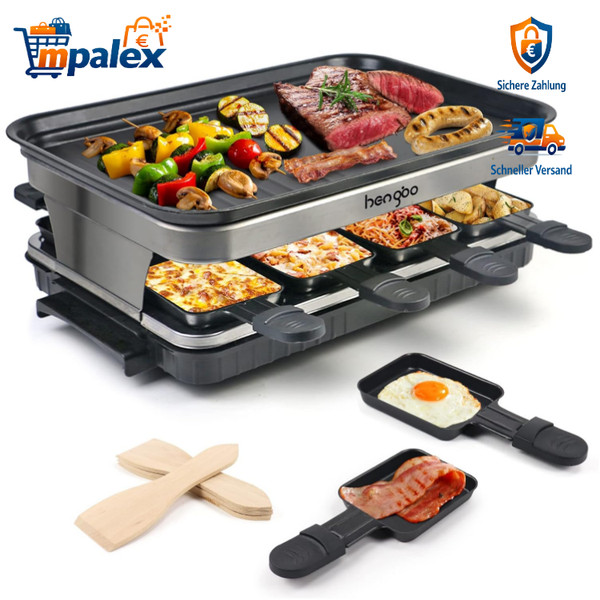 Raclette Grill 8 Personen Grillplatte Antihaftbeschichtet, Raclette Mit 8 Min-image