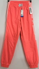 NEW Adidas Lock Up Track Pants Neon Pink Elastic Waist Drawcord Pockets SMALL