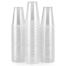 100 Pack 8 Oz Plastic Cups, Clear Plastic Cups 8 Oz, Durable Party Cups for Home