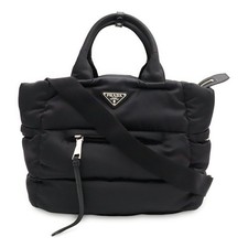 Prada Bomber Triangle Logo Tote Bag Women Black One Size