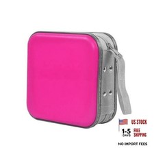 Car CD Case, 48 Capacity Hard Plastic Non-Woven Fabric Vehicle DVD Rose Red