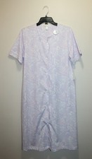 MISS ELAINE SLEEPWEAR ROBE FRENCH TERRY SNAP-FRONT SHORT SLEEVE PAISLEY SIZE S