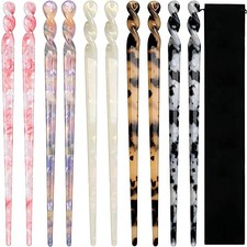 10 Pieces Acetate Hair Sticks Leopard Print Hair Pins, Tortoise Shell Vintage