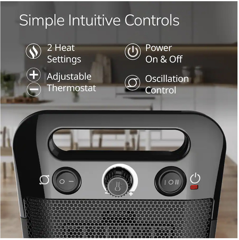 Lasko Oscillating Personal Space Heater Adjustable Thermostat Black Excellent