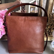 Fossil Cognac Brown Pebbled Leather Hobo Shoulder Bag with Signature Key Charm