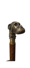 Brass Boxer Bull Dog Head Walking Cane Wooden Stick Vintage Style Handmade Decor