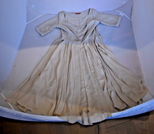 Prada Beige Cream Button Front Side Zip Pleated Dress Womens IT46 UK14 US10