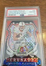 2020 Panini Prizm DP Crusade Christian McCaffrey #25 Red White & Blue Prizm /99