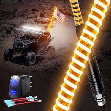 1PC 2FT Upgrade Super Bright Orange COB Whip Lights, Quick Install and Remova...