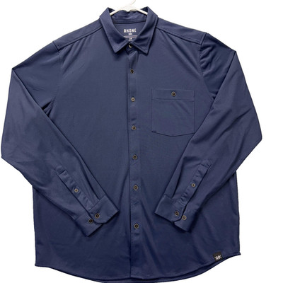 Rhone Shirt Mens Large Navy Button Down Stretch Performance Long Sleeve 101376