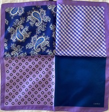 Cremieux Pocket Square Purple Blue 100 Silk 4 designs New