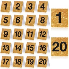 Gold Table Numbers 1-50 Double Sided Acrylic Restaurant Tent Cards Signs