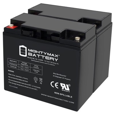 Mighty Max 12V 18AH SLA Replacement Battery for BW12180XRP - 2 Pack