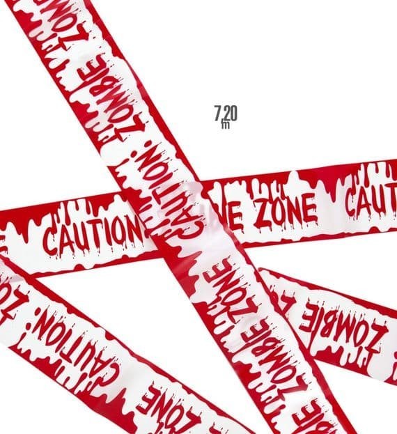 Halloween Zombie Zone Caution Tape 7.2m Spooky Decoration