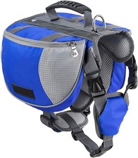 Dog Hiking Backpack Blue adjustable Saddle Bag Lightweight, Medium/Large