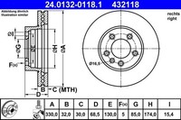 Ate Bremsscheibe 24.0132-0118.1 FüR Porsche Vw