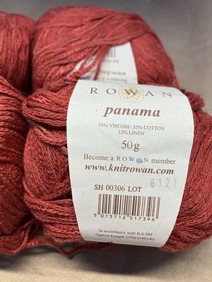 6 Balls Rowan Panama Viscose/cotton/linen Sport Yarn 148 Yds Color 306 Begonia