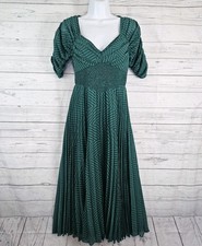 ASOS Design Womens Midi Dress Sz 4 Green Striped Pleated