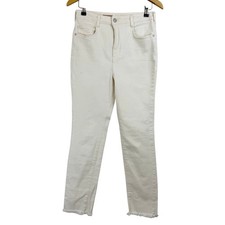 PILCRO ANTHROPOLOGIE High Rise CIGARETTE Straight Leg Jeans Cream ANKLE WOMEN 27