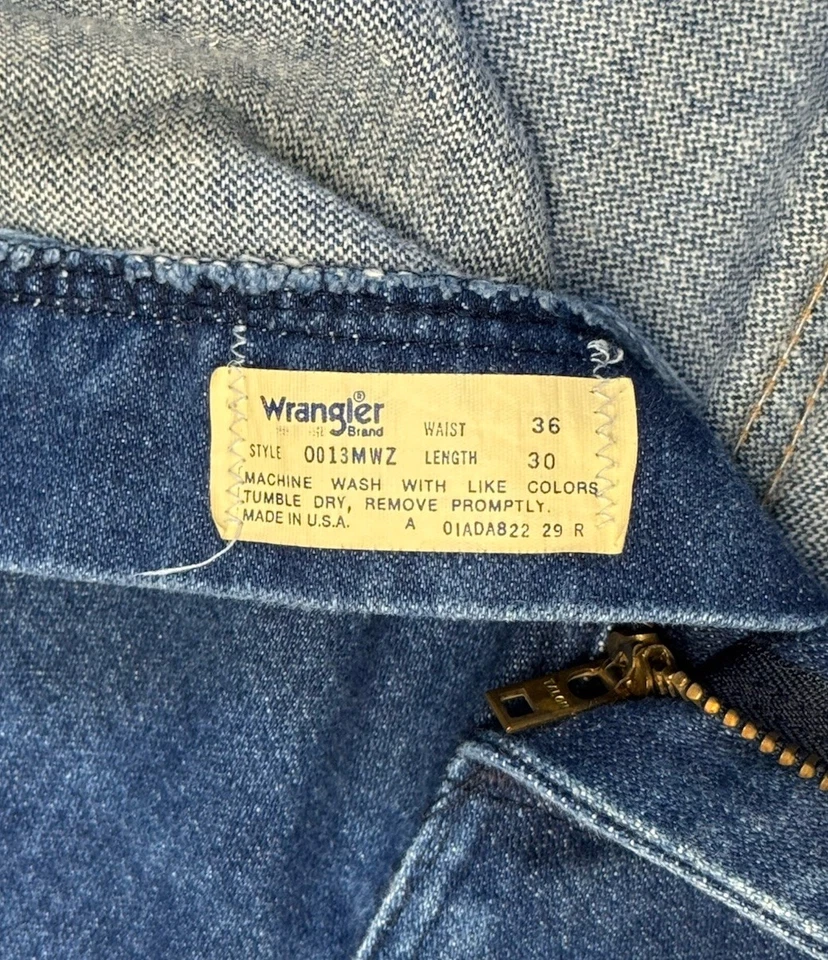 Pantalones de mezclilla Wrangler Bootcut vintage años 60 para hombre 36x30 azul garra cremallera 13MWZ Foto 3 de 4