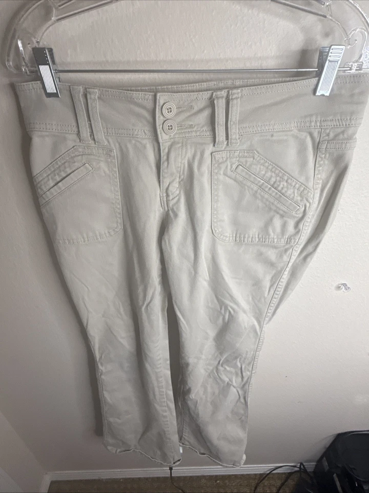 Pantalón BeBop Mujer Acampanado Beige Talla 9 Frente Plano Doble Botón Cintura De Colección Foto 2 de 4