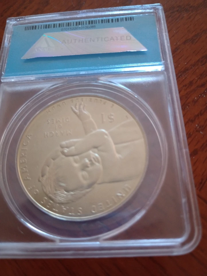 2015-P March Of Dimes Silver Dollar ANACS MS70 FDOI #72 Of 2015 - Image 2 of 4