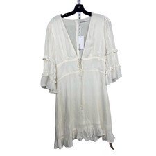 Reformation Ivory Lace Up Ruffle Sleeve Mini Dress Size 10 NWT