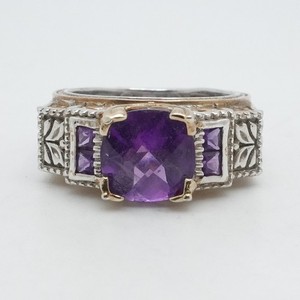 Authentic Gems en Vouge Michael Valitutti Sterling Silver Gold Plated Amethyst Ring 6.25