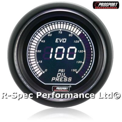 ORIGINAL Prosport 52mm Evo Ice White Display LCD Digital Öldruckanzeige PSI
