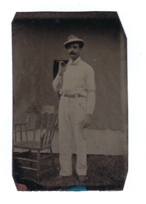 Dapper man with jacket slung over shoulder original Tintype C. 1870