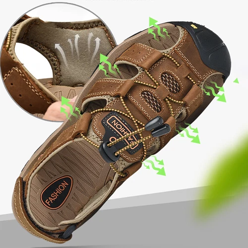 Sandalias de senderismo aventurero para hombre punta cerrada al aire libre playa deporte pesca zapatos - Imagen 6 de 69