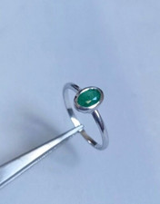Natural Emerald Oval Gemstone Ring 925 Sterling Silver Handmade Wedding Jewelry