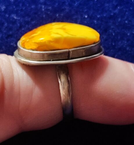 Chic large VINTAGE ring with natural landscape royal amber 1950 - Picture 11 of 11