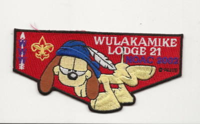 WULAKAMIKE OA Lodge 21 / 02 NOAC FLAP / ODIA * GARFIELD - Boy Scout BSA GnW/B-15