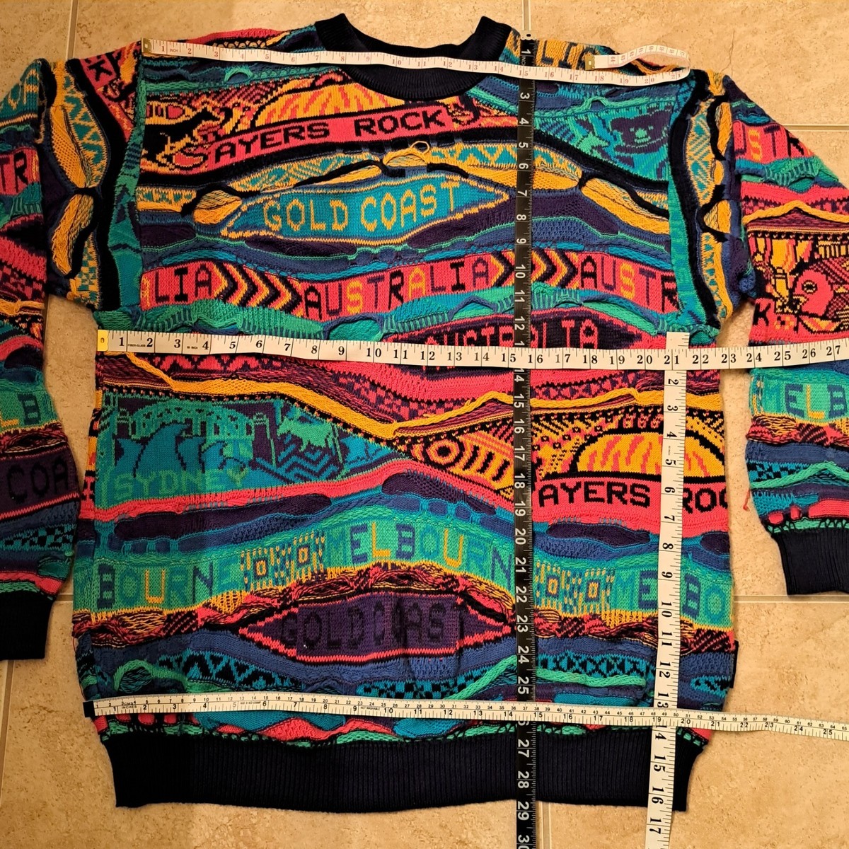 好配色 SOUL OF AUSTRALIA COOGI ニット Vintage Coogi Soul Of Australia Sweater Ayers Rock Gold