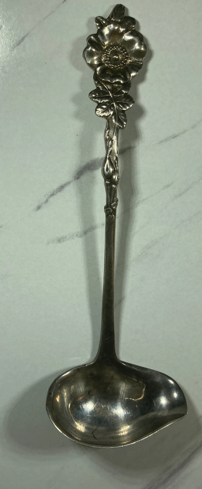 VINTAGE STERLING SILVER REED & BARTON HARLEQUIN WILD ROSE SAUCE LADLE
