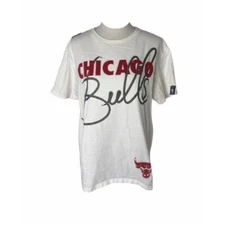 Chicago Bulls Shirt Men’s Medium 1997 NBA UNK White Vintage Short Sleeve 