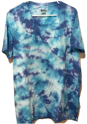 Victoria's Secret Blue Tie Dye Campus T-Shirt Size L Short Sleeves PINK Logo Tag