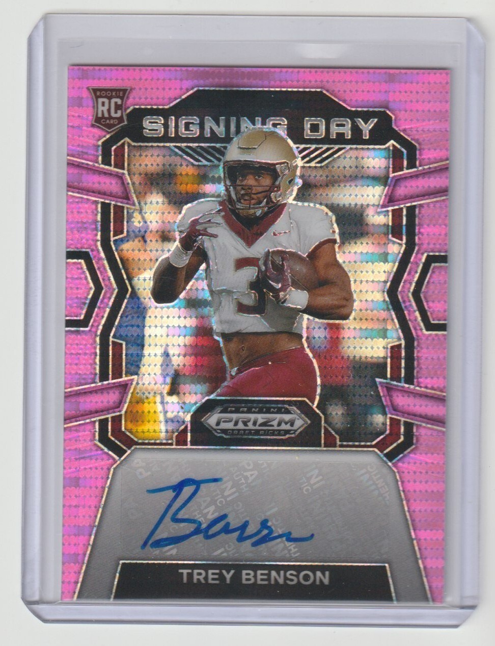 2024 Prizm Draft Picks Trey Benson Pink Pulsar refractor auto rookie card /15
