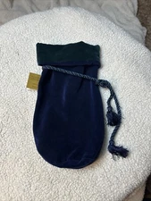 Velvet Wine Bottle Gift Bag Blue/Green w/Tassel Cord Christmas New Tag 13” Tall