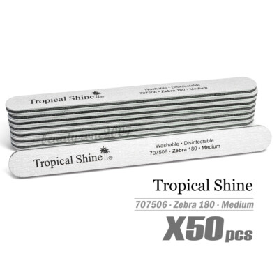 Tropical Shine Zebra Nail File 180/180 #707506 x 50 Pieces - Medium