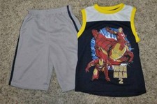 Boys Ironman Shorts Tank Set 4 Blue Gray Sleeveless