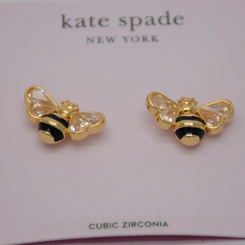 Reporter pastel give Kate spade jewelry 18K Gold Plated BEE Stud Earrings Cut Crystals Heart  shapes | eBay
