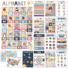 KINGPRINT 16 Laminated Educational Posters For Toddlers 11"x17" , Boho Poste...