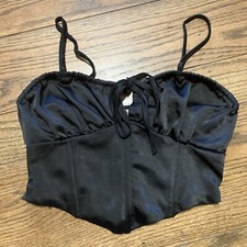 LA Hearts Corset Crop Top Black Tank Bralette XS