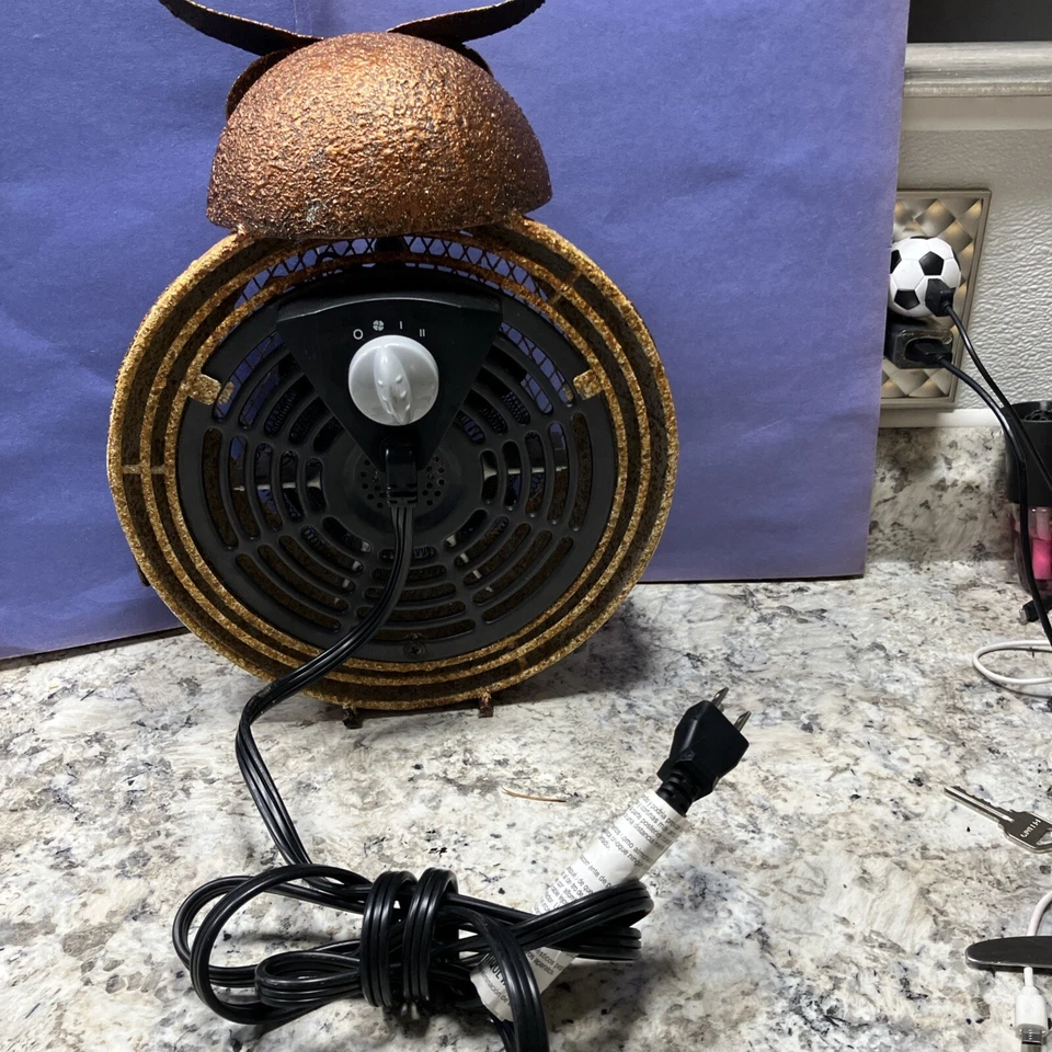 Ventilador de circulación eléctrico de dos velocidades Deco Breeze bronce metal negro búho calentador 12" Foto 2 de 4