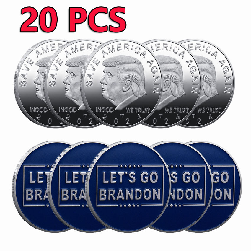 20PCS Commemorative Coin 2024 President Donald Trump Save America Again Silver