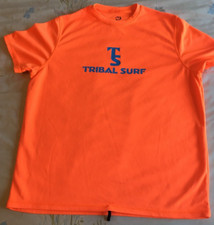 Sunspecs Tribal Surf Men's Short Sleeve Orange Rash Guard Size S, EUC